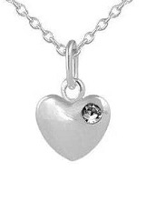 teensy catchy silver heart baby April birthstone necklace